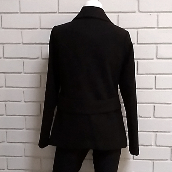 Maralyn & Me Black Lined Zip Detail Double Breasted Coat. Size Small - Picture 6 of 11